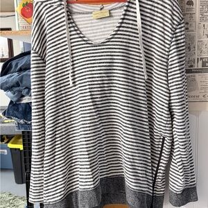 Bobbie Brooks Black and White Striped V-Neck Sweater